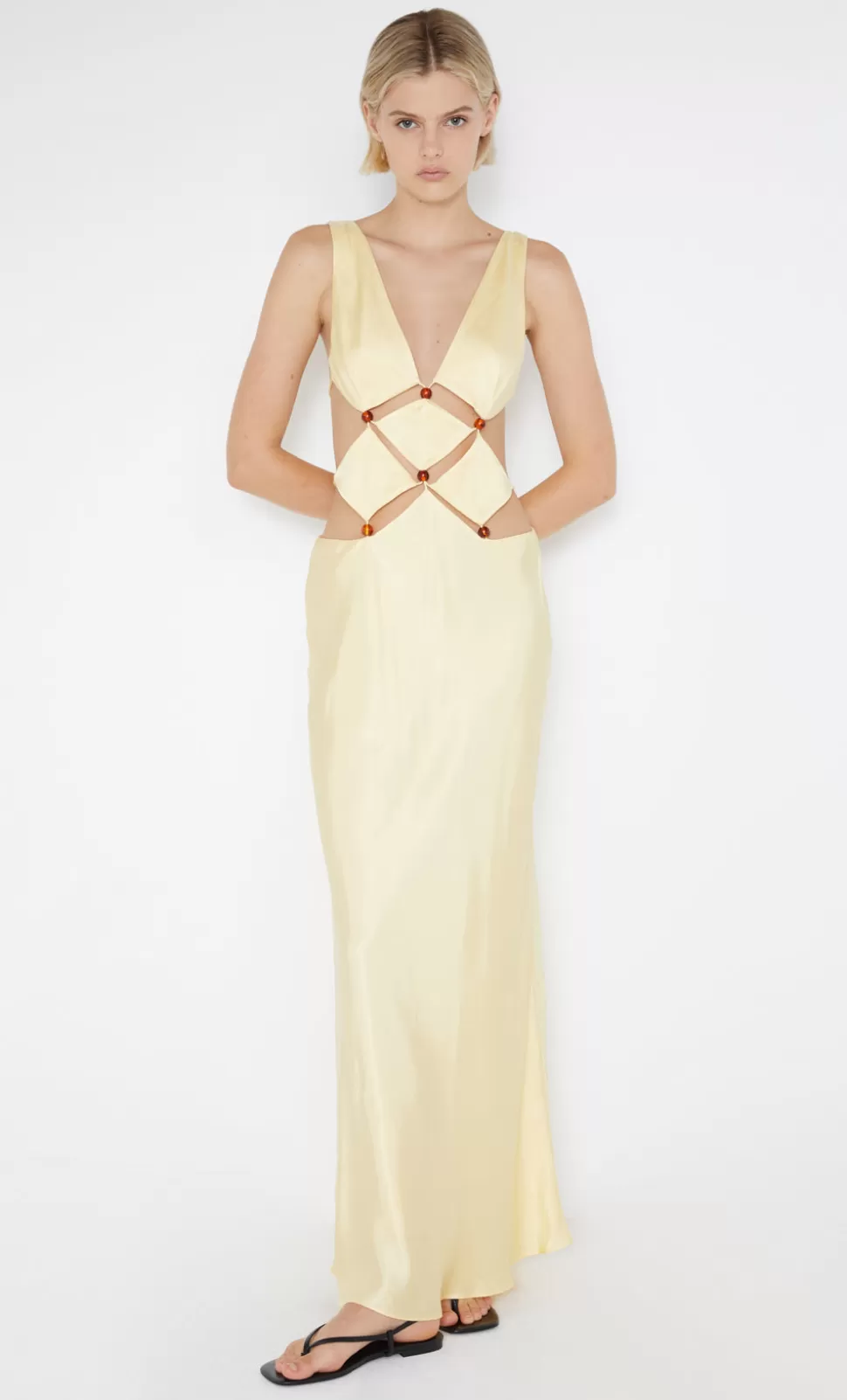 PARTY | MAXI'S^BEC + BRIDGE AGATHE DIAMOND DRESS BUTTER YELLOW