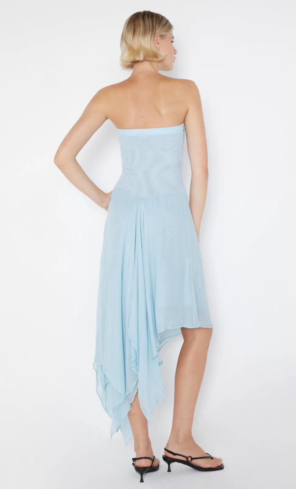 PARTY | GUESTS^BEC + BRIDGE ELZETTE STRAPLESS MIDI DRESS DOLPHIN BLUE