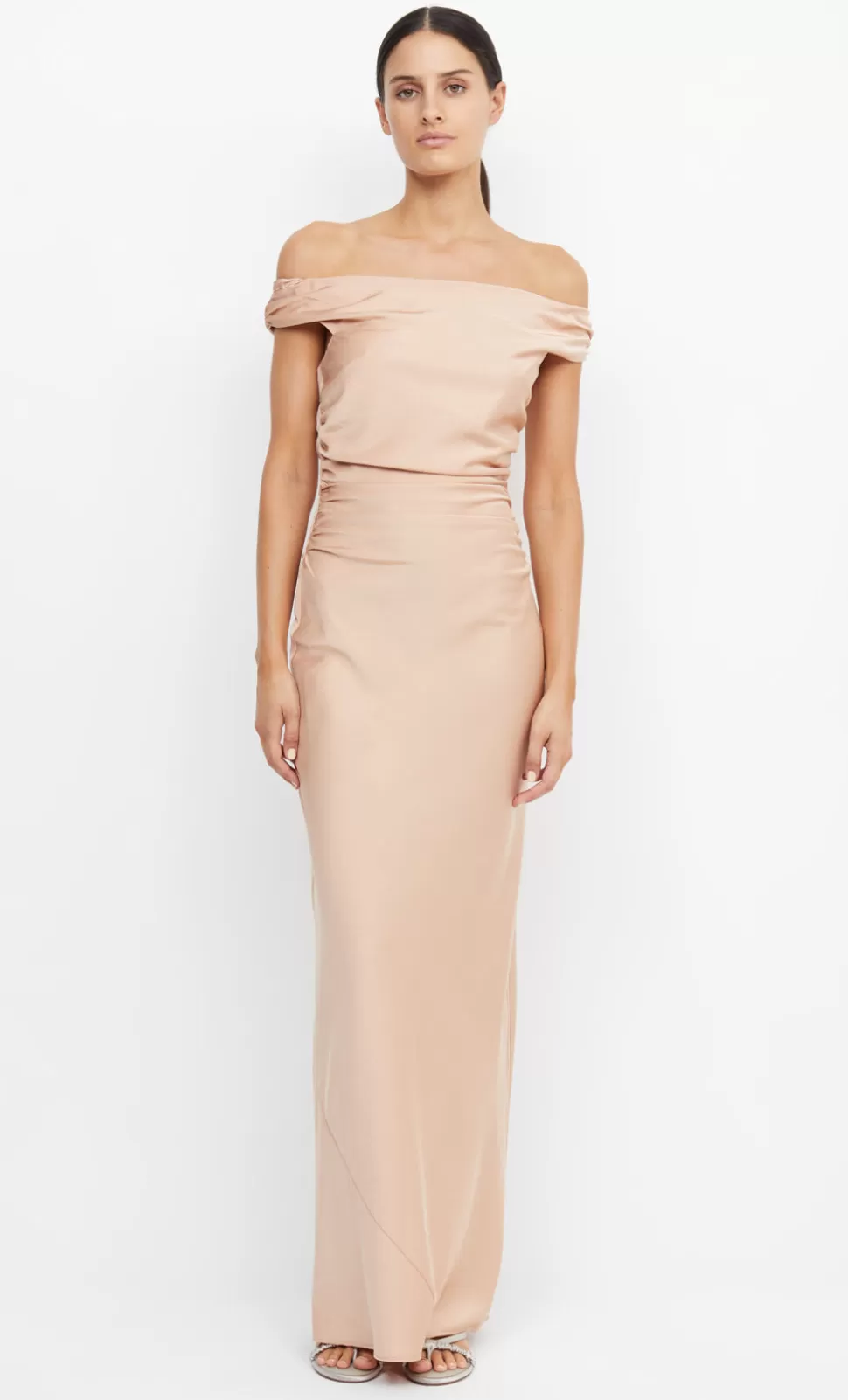 Bridesmaid Dresses | BRIDESMAIDS^BEC + BRIDGE ETERNITY OFF SHOULDER MAXI ROSE GOLD