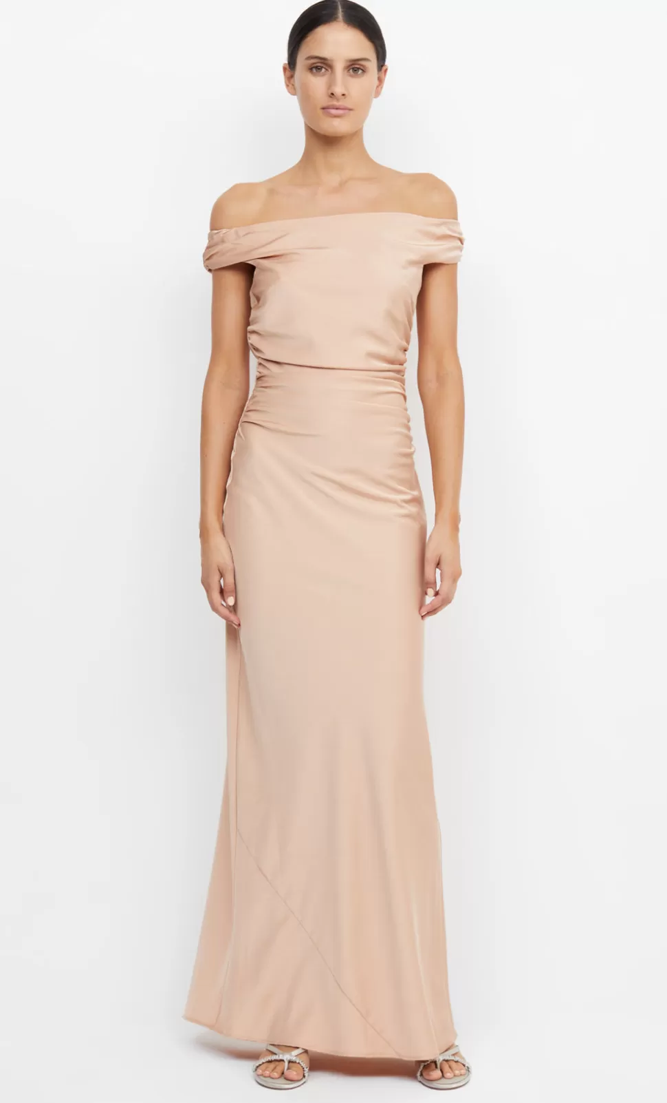 Bridesmaid Dresses | BRIDESMAIDS^BEC + BRIDGE ETERNITY OFF SHOULDER MAXI ROSE GOLD