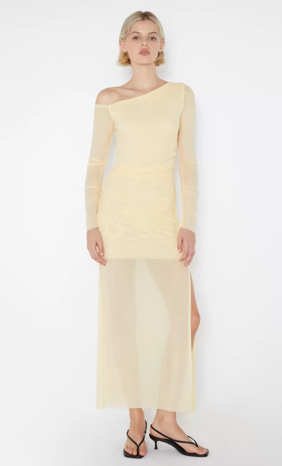 GUESTS^BEC + BRIDGE FAE ASYM LONG SLEEVE DRESS BUTTER YELLOW