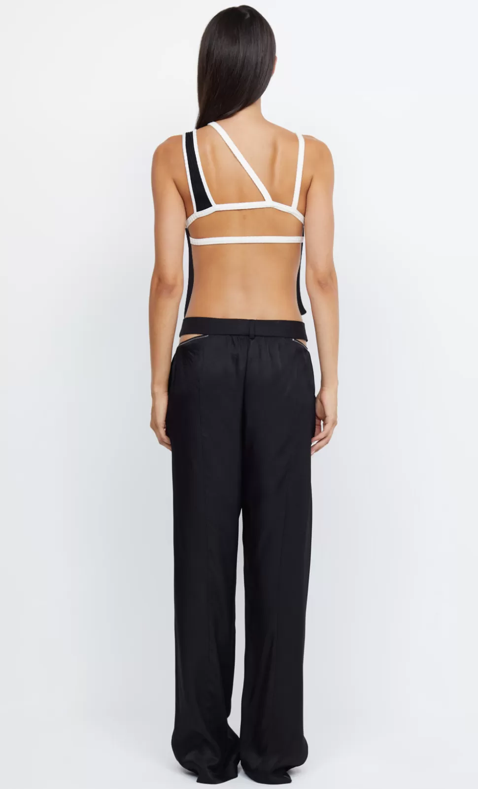 Knitwear | Cropped^BEC + BRIDGE HARI BACKLESS TOP BLACK/IVORY