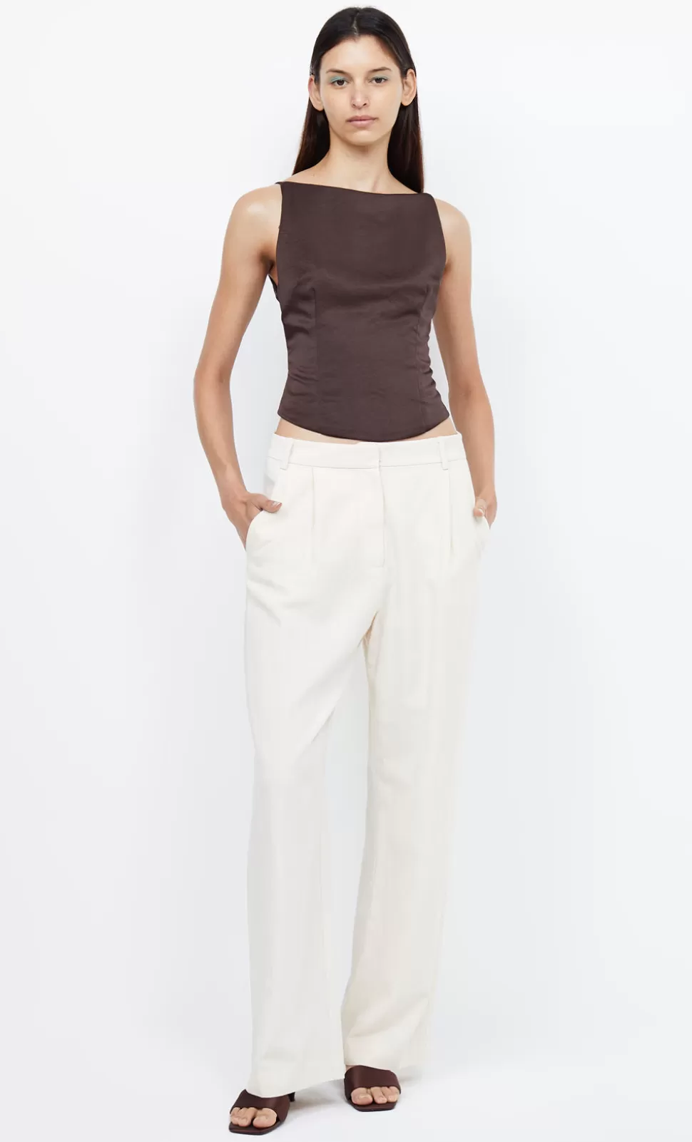 Cropped^BEC + BRIDGE JONES BOATNECK TOP COCOA