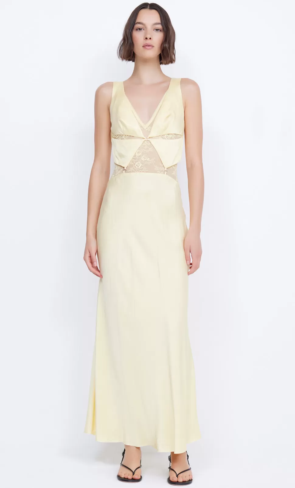 PARTY | MAXI'S^BEC + BRIDGE JULIETTE V NECK MAXI DRESS BUTTER YELLOW