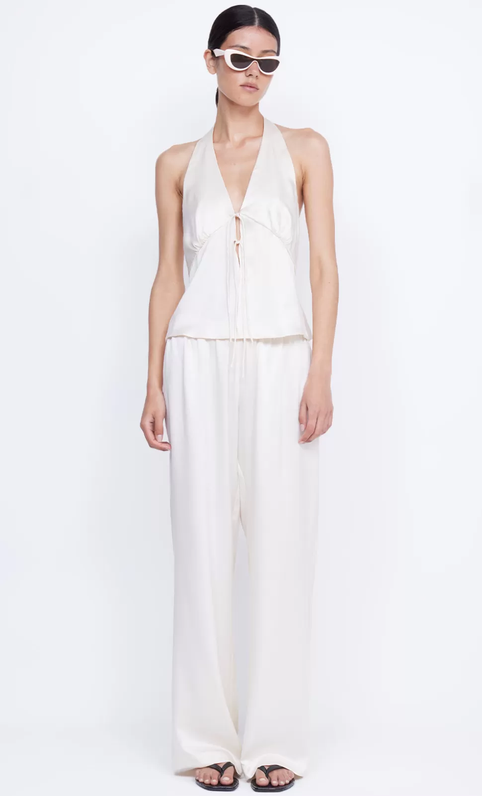 SETS | Sleeveless^BEC + BRIDGE KAIA SILK HALTER TOP IVORY