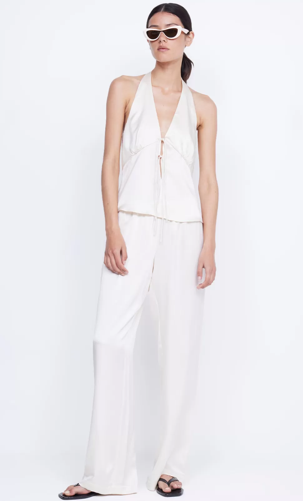 SETS | Sleeveless^BEC + BRIDGE KAIA SILK HALTER TOP IVORY