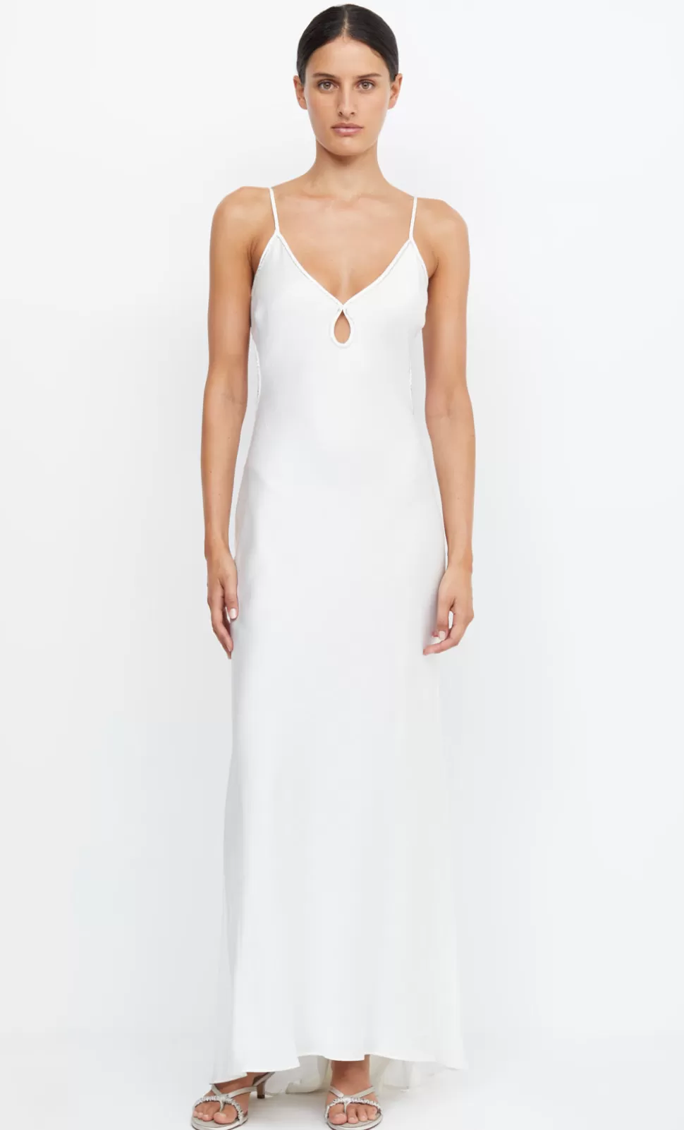 BRIDES^BEC + BRIDGE PARADISE SILK BEADED MAXI DRESS IVORY