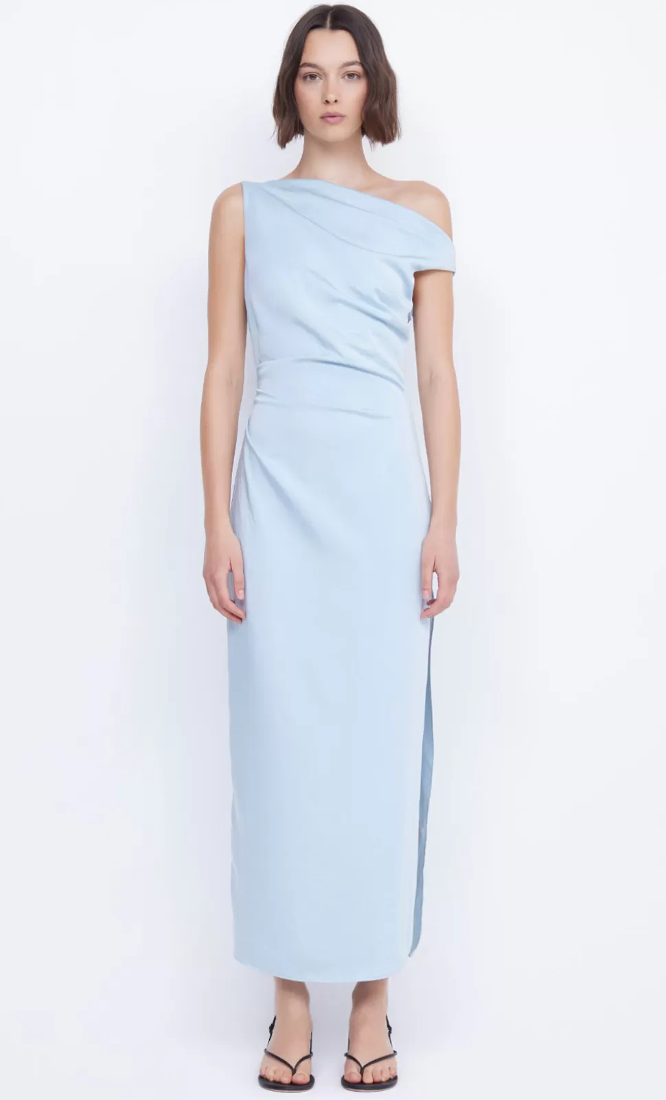 MAXI'S | GOWNS^BEC + BRIDGE ROCHELLE ASYM MIDI DRESS DOLPHIN BLUE