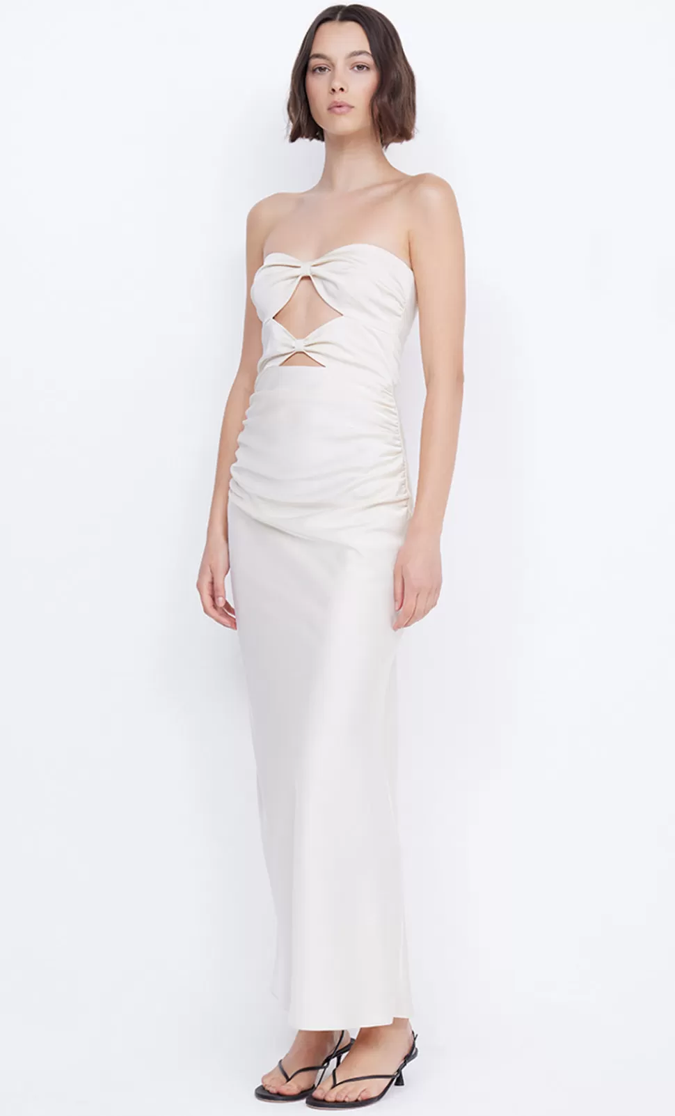 MAXI'S | GOWNS^BEC + BRIDGE ROCHELLE TWIST STRAPLESS DRESS CREAM