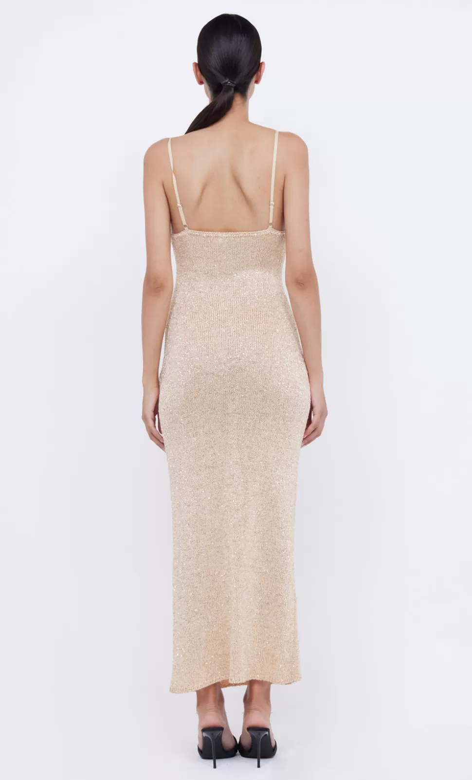 Knitwear^BEC + BRIDGE SADIE SEQUIN KNIT SLIP DRESS GOLD