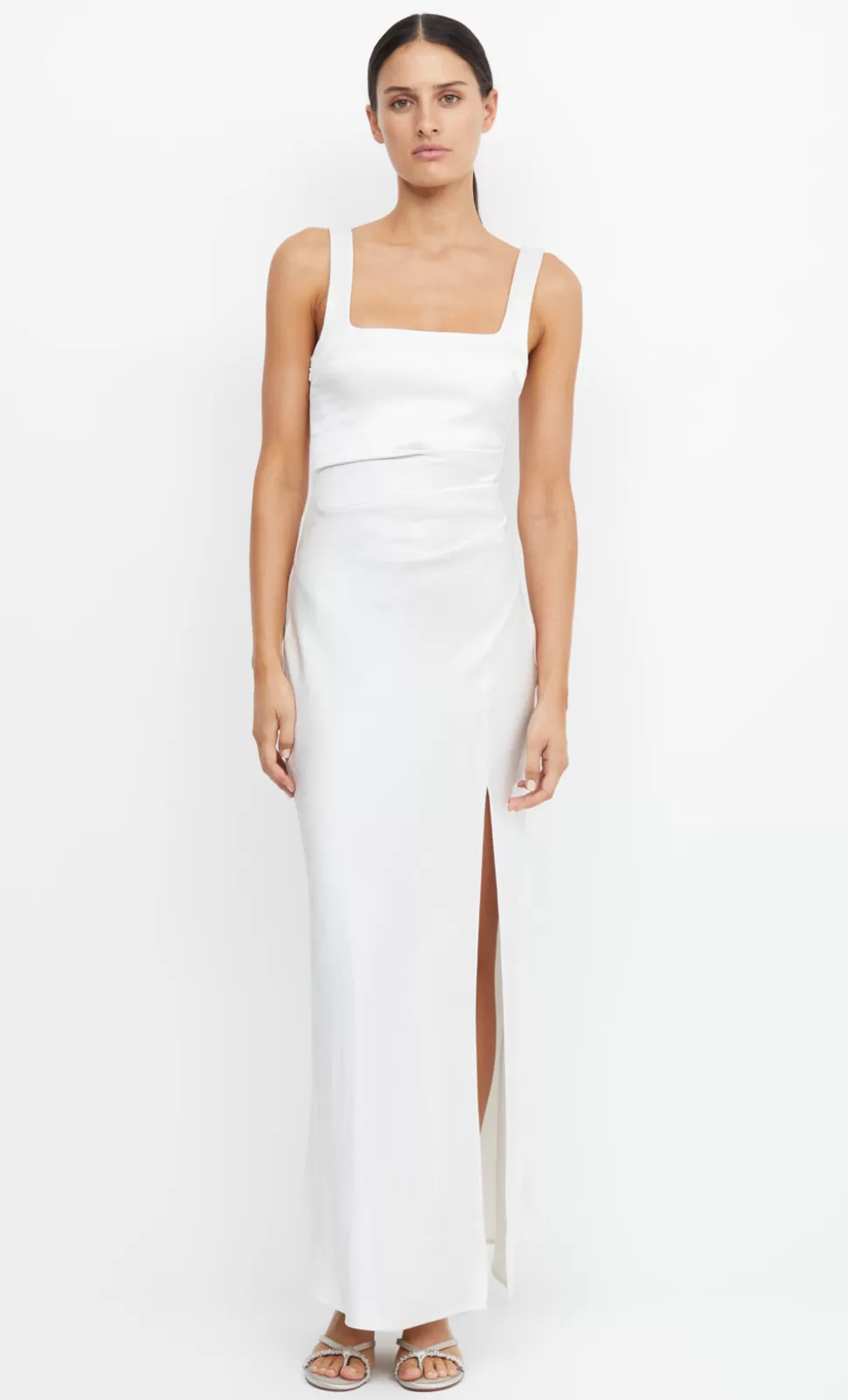 BRIDES^BEC + BRIDGE THE DREAMER SQUARE NECK DRESS IVORY