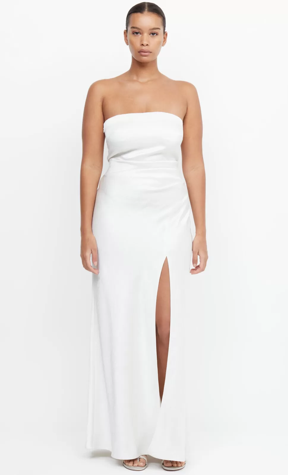 BRIDES^BEC + BRIDGE THE DREAMER STRAPLESS DRESS IVORY