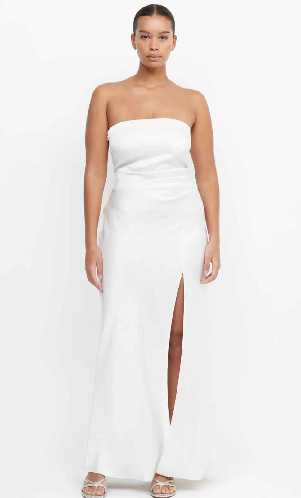 BRIDES^BEC + BRIDGE THE DREAMER STRAPLESS DRESS IVORY