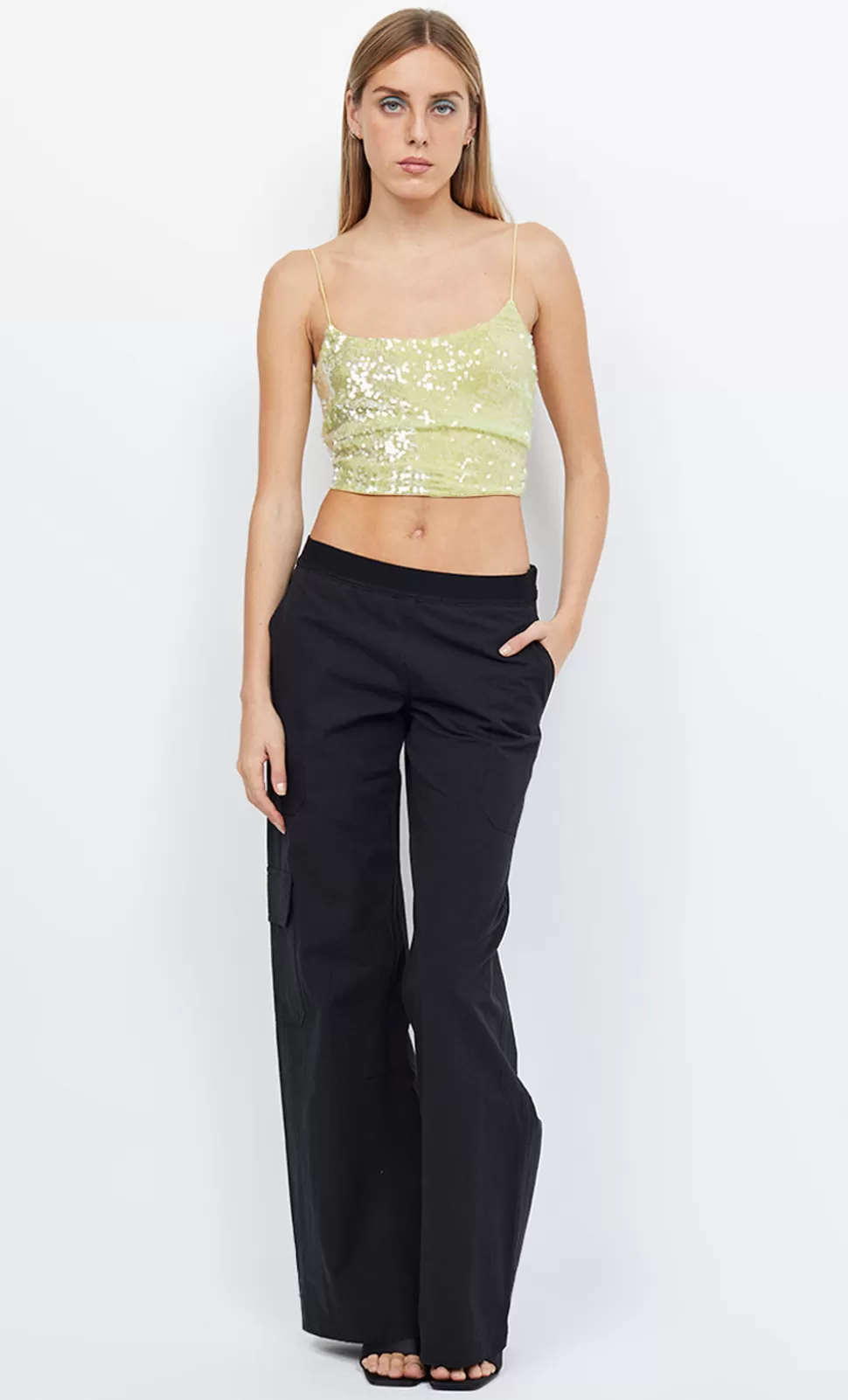 Cropped^BEC + BRIDGE VENUS SEQUIN TANK CITRUS