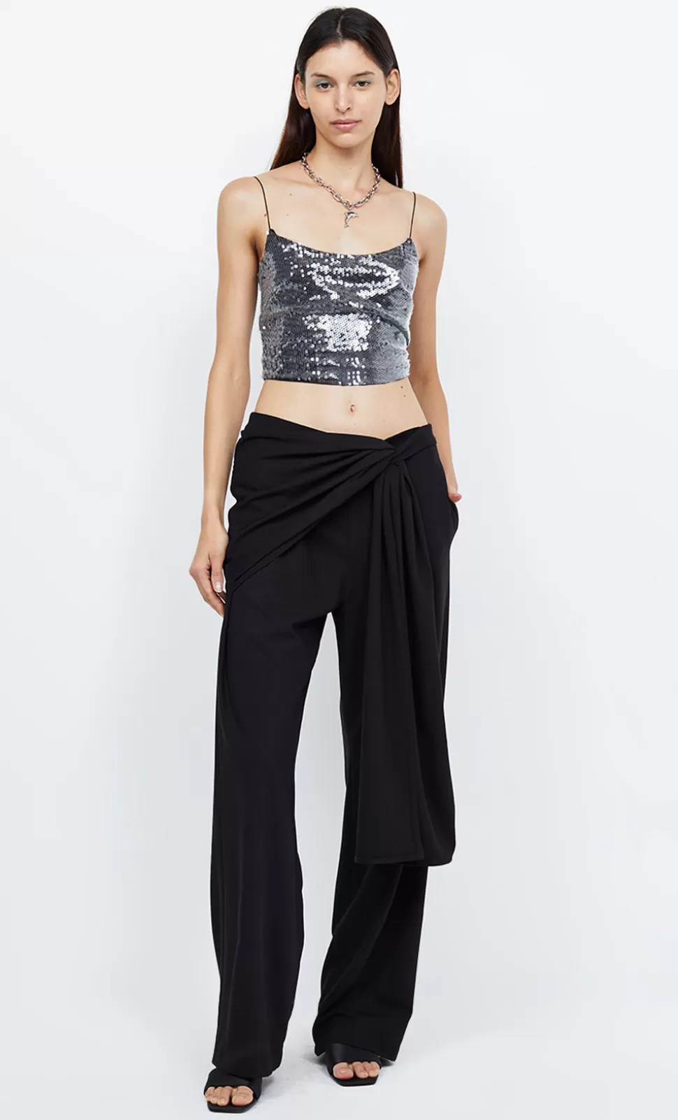 Cropped^BEC + BRIDGE VENUS SEQUIN TANK BLACK