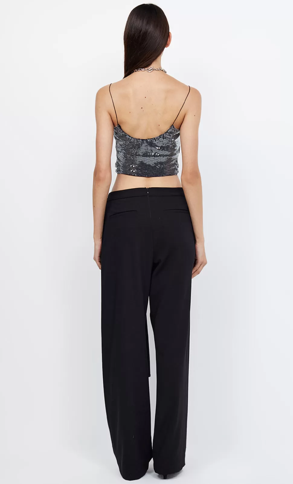 Cropped^BEC + BRIDGE VENUS SEQUIN TANK BLACK